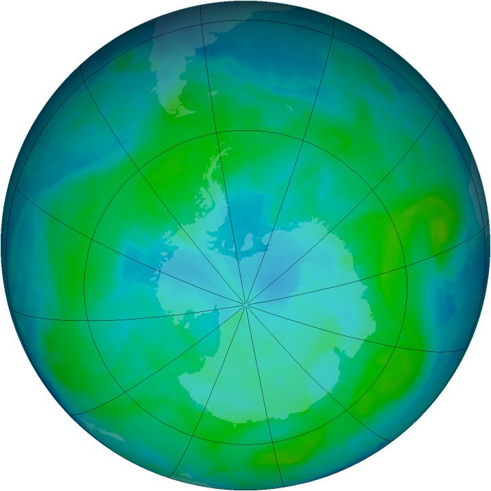 Antarctic ozone map for 26 January 1997